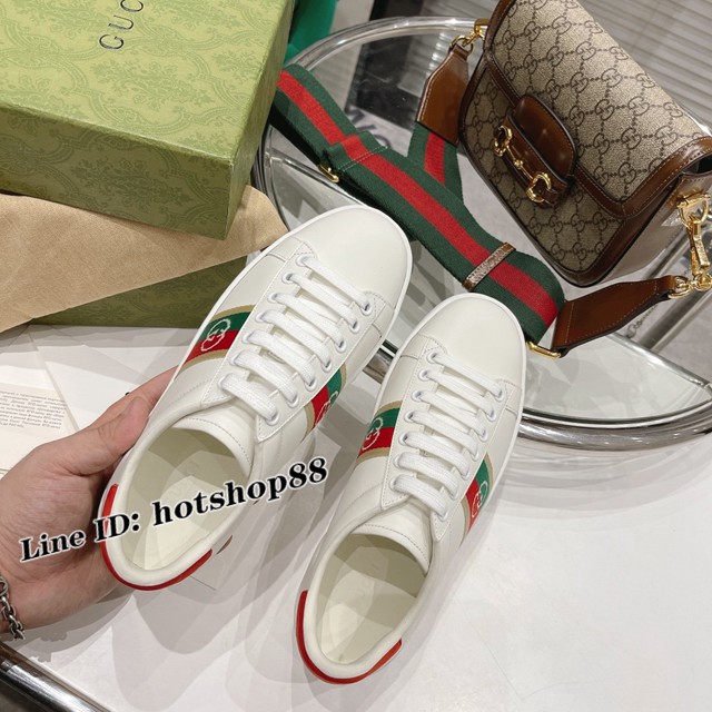 gucci頂級原版低幫鞋 古馳萬年經典情侶款小白鞋 男女款休閒板鞋 dx2749